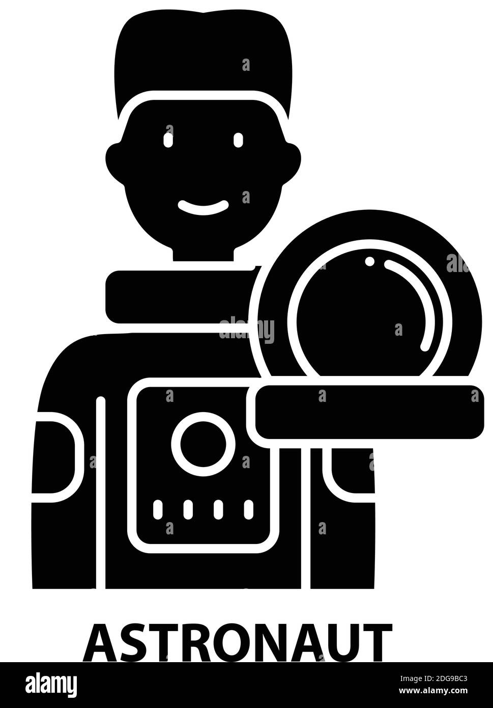 astronaut symbol icon, black vector sign with editable strokes, concept illustration Stock Vector