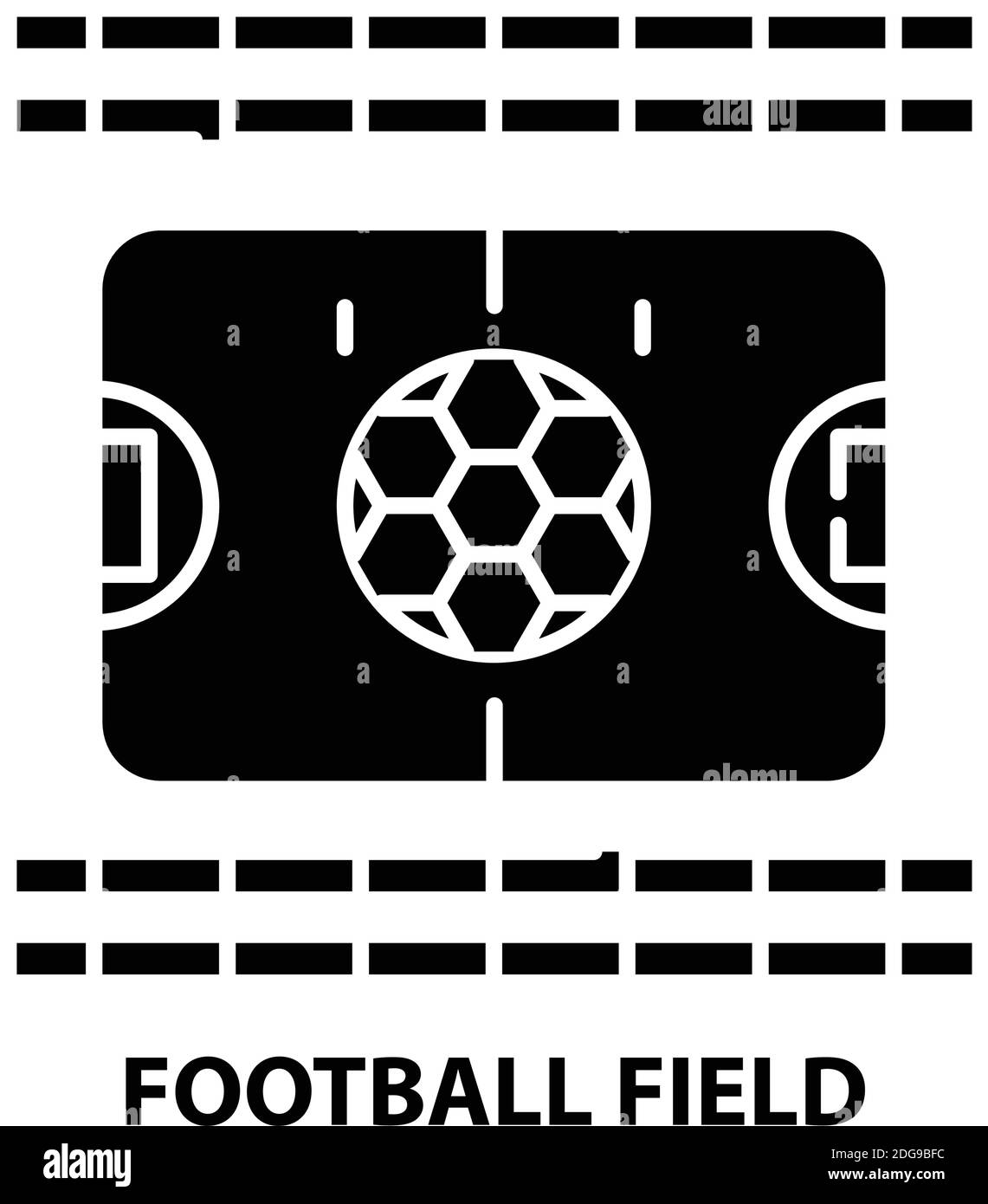 football field icon, black vector sign with editable strokes, concept illustration Stock Vector