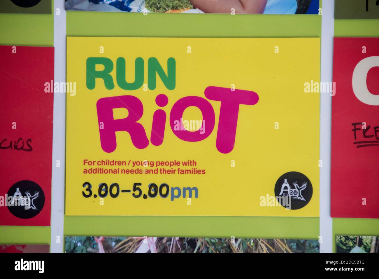 Knottingley, UK – 04 Aug 2017 – Run Riot at The Addy, The Old Quarry Adventure Playground at Warwick Estate Stock Photo