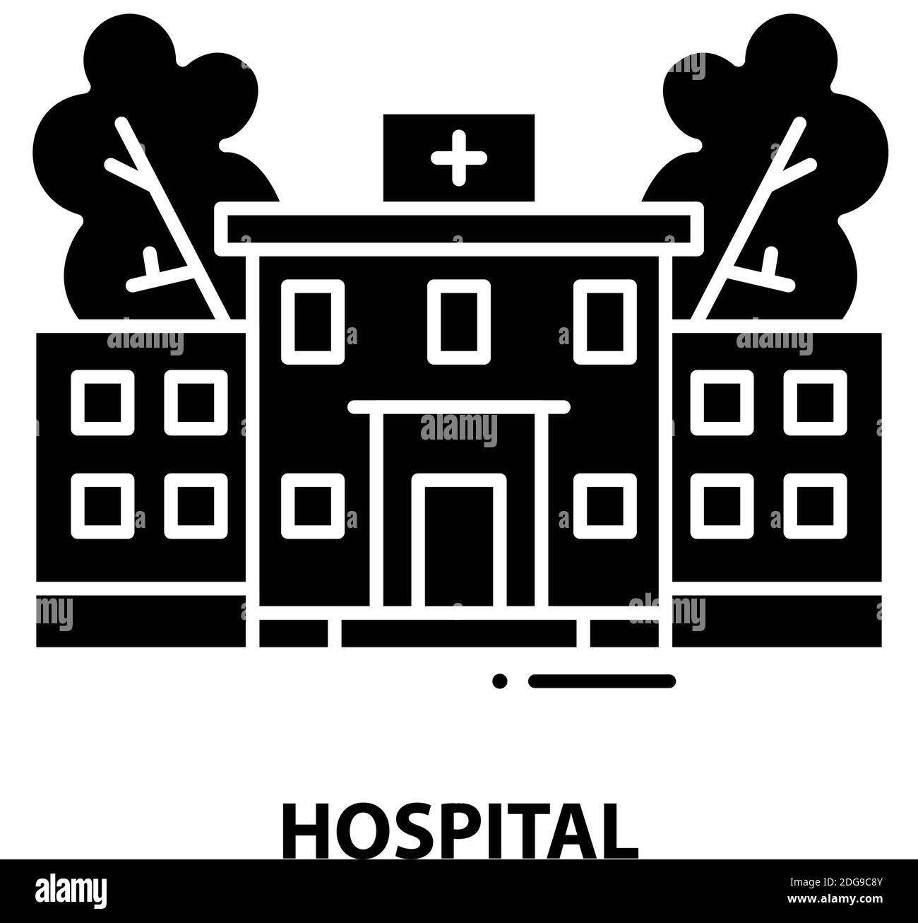 hospital symbol icon, black vector sign with editable strokes, concept