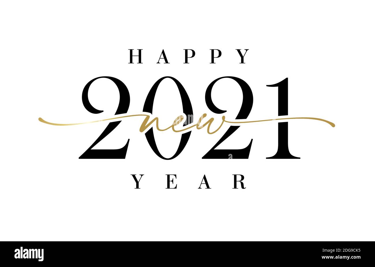 2021 New Year elegant calligraphy. Stylish black digits vector
