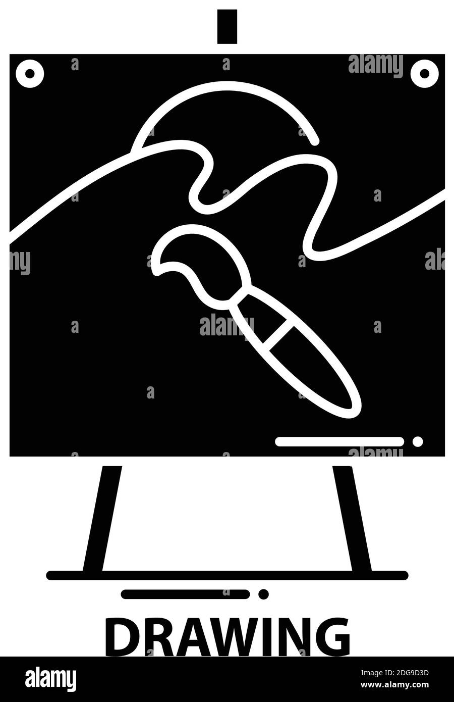 drawing icon, black vector sign with editable strokes, concept illustration Stock Vector
