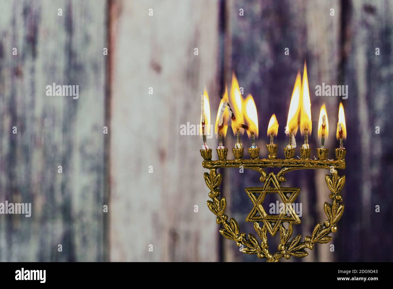 Jewish symbol jewish holiday Hanukkah with menorah traditional Candelabra Stock Photo