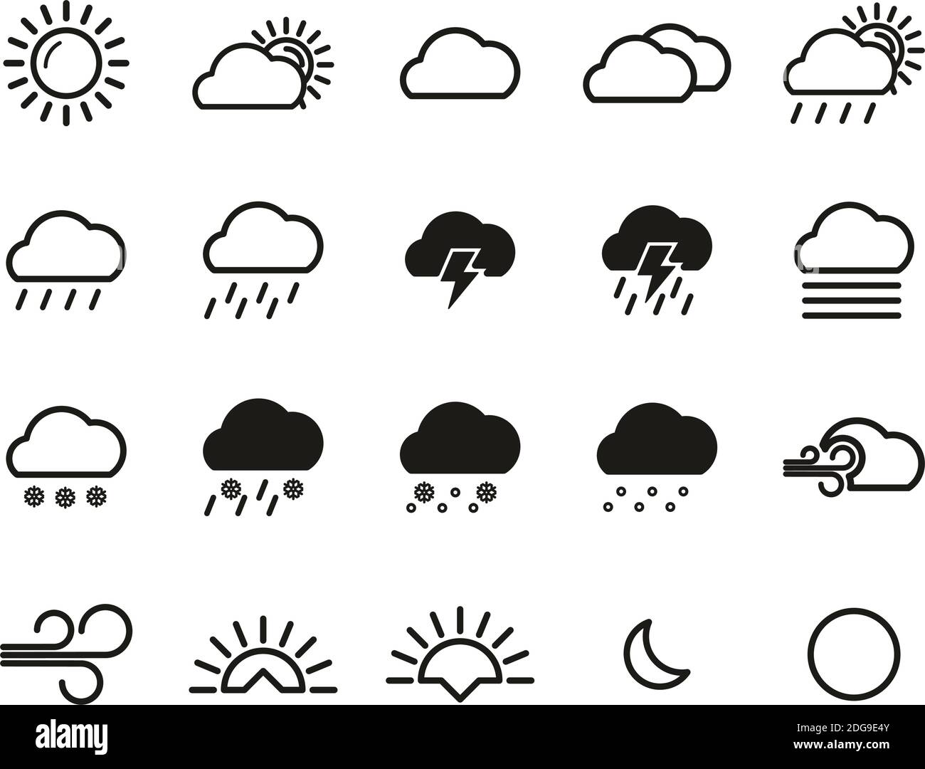 Weather Icons Black & White Set Big Stock Vector Image & Art - Alamy