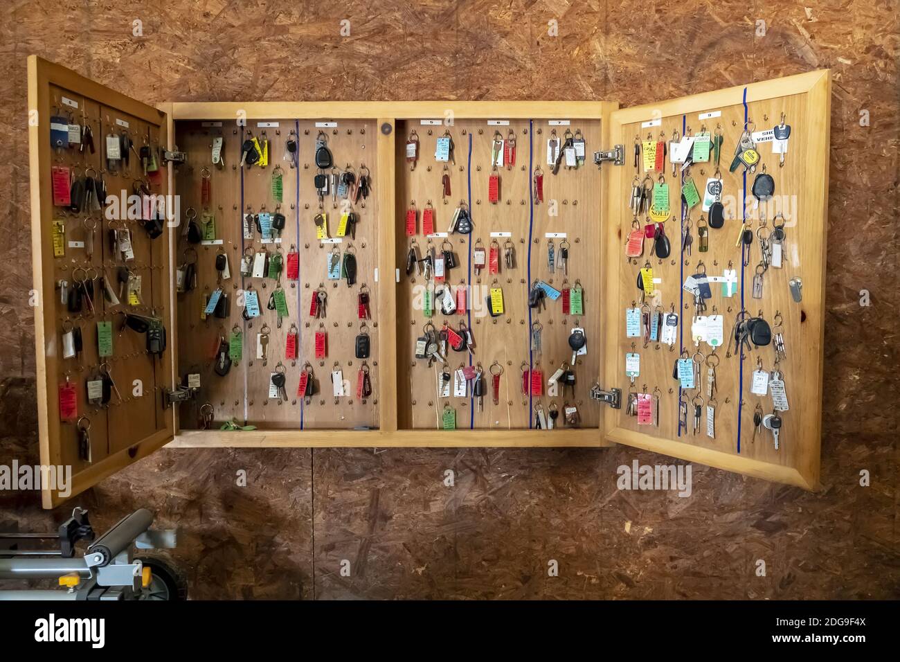 Keys Hanging In A Garage Or Service Station Stock Photo Alamy
