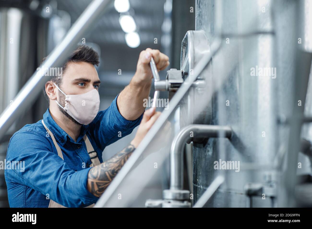 Beer business, industry and beverage production during lockdown Stock Photo