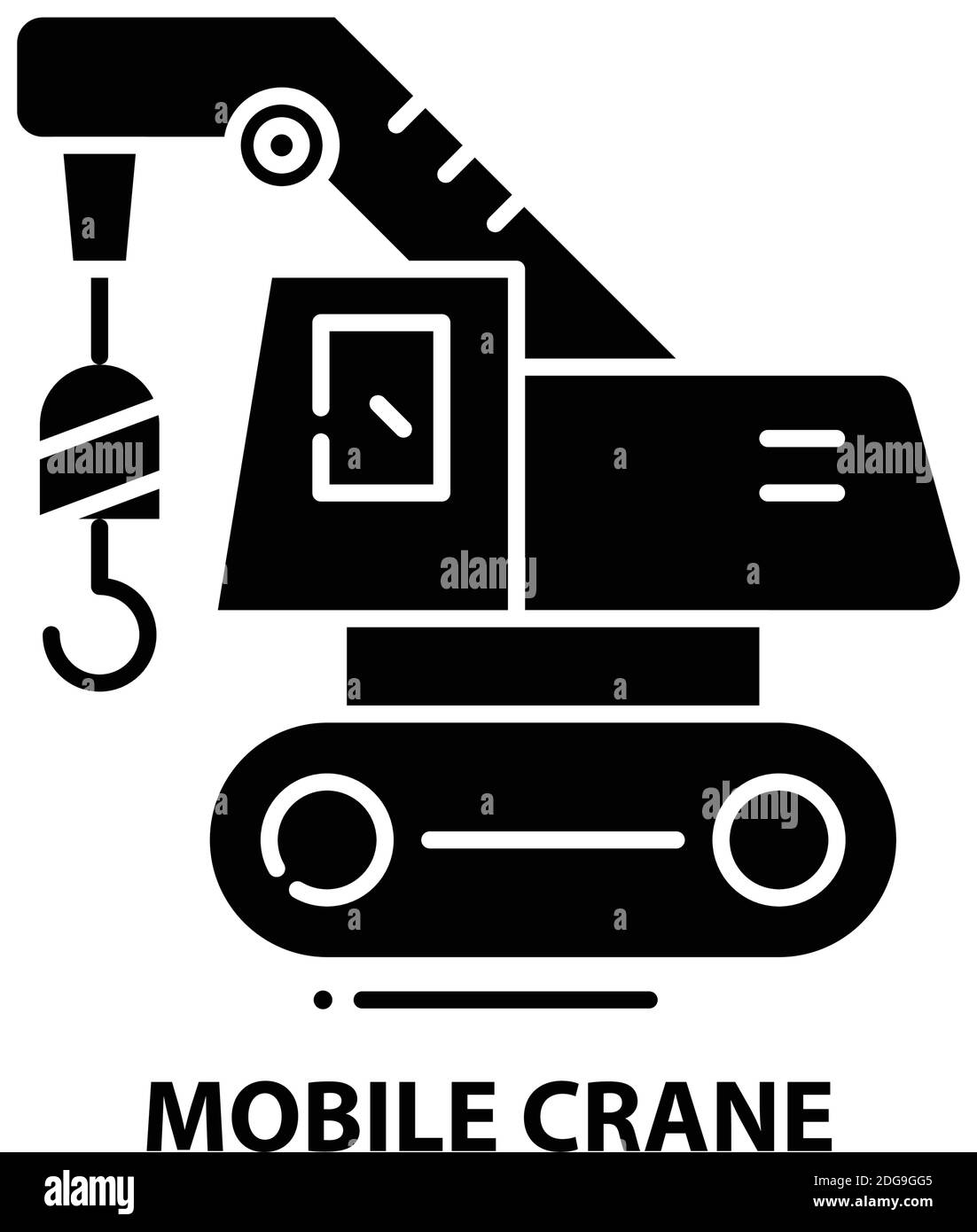 mobile crane icon, black vector sign with editable strokes, concept illustration Stock Vector