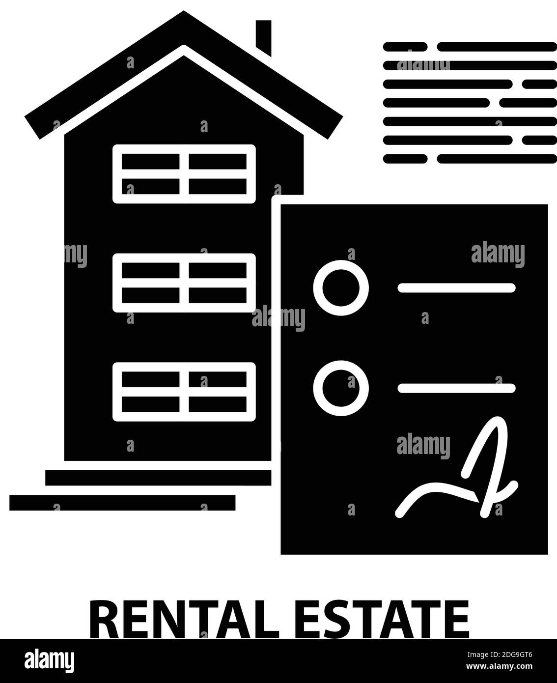 rental estate icon, black vector sign with editable strokes, concept illustration Stock Vector