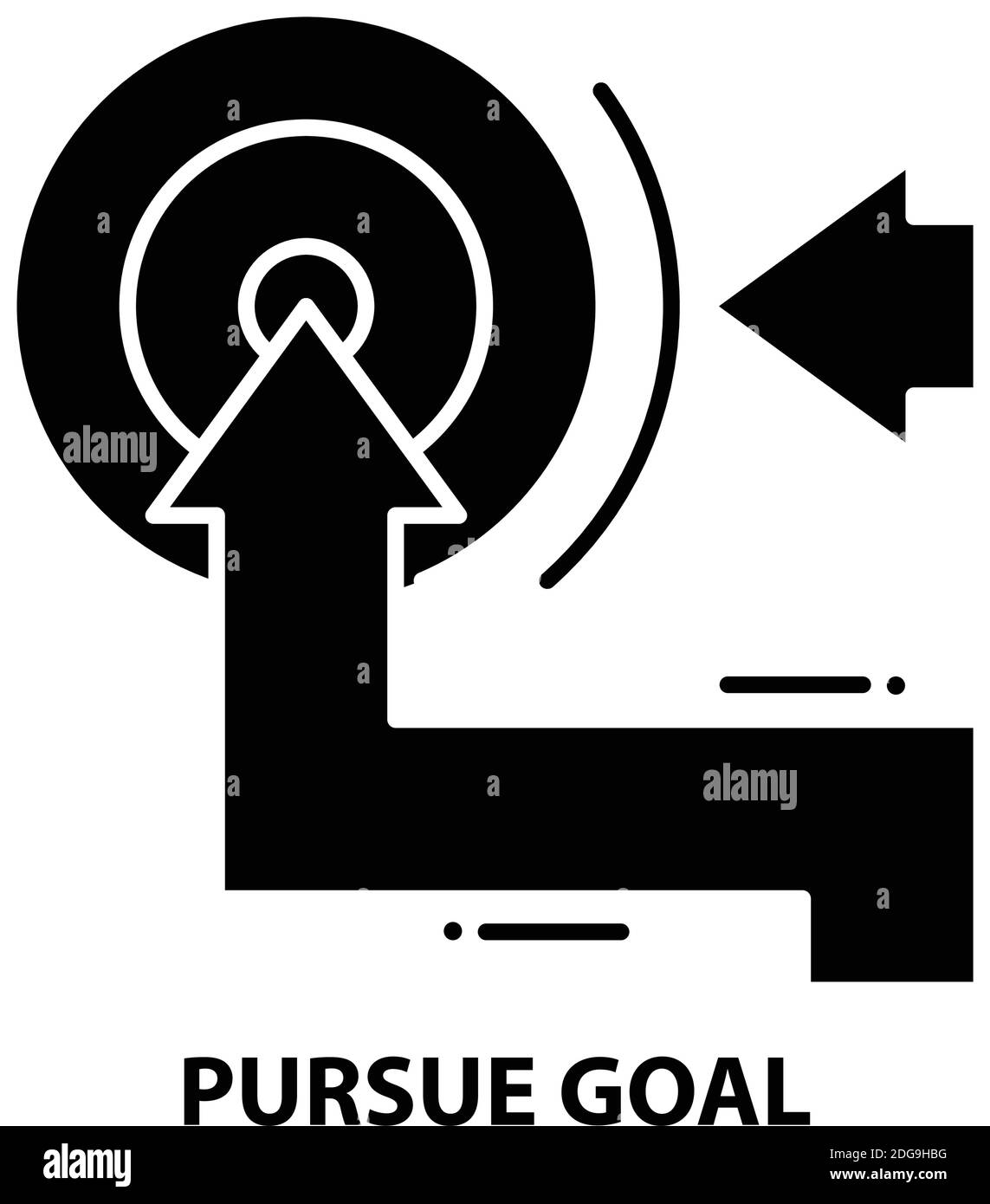 pursue goal icon, black vector sign with editable strokes, concept