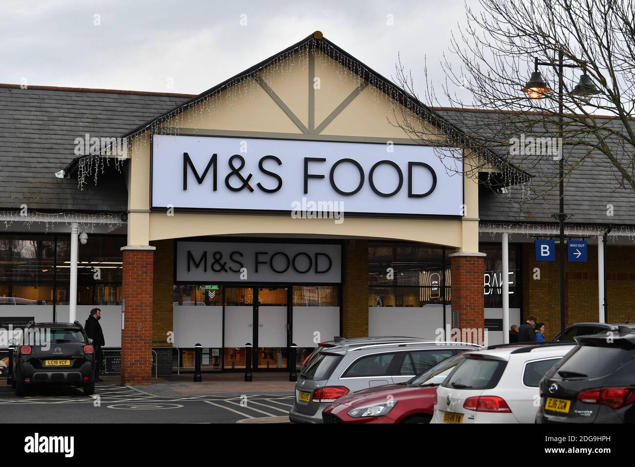 Marks & Spencer M&S Food Shop in Two Rivers, Staines, Surrey, Thursday 2nd December 2020. Stock Photo