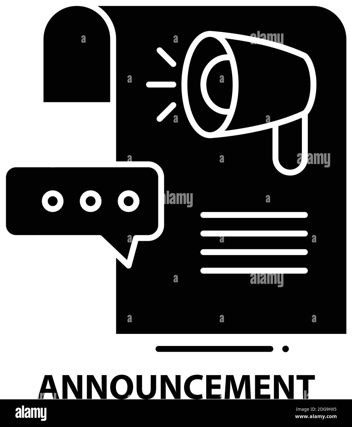 announcement icon, black vector sign with editable strokes, concept