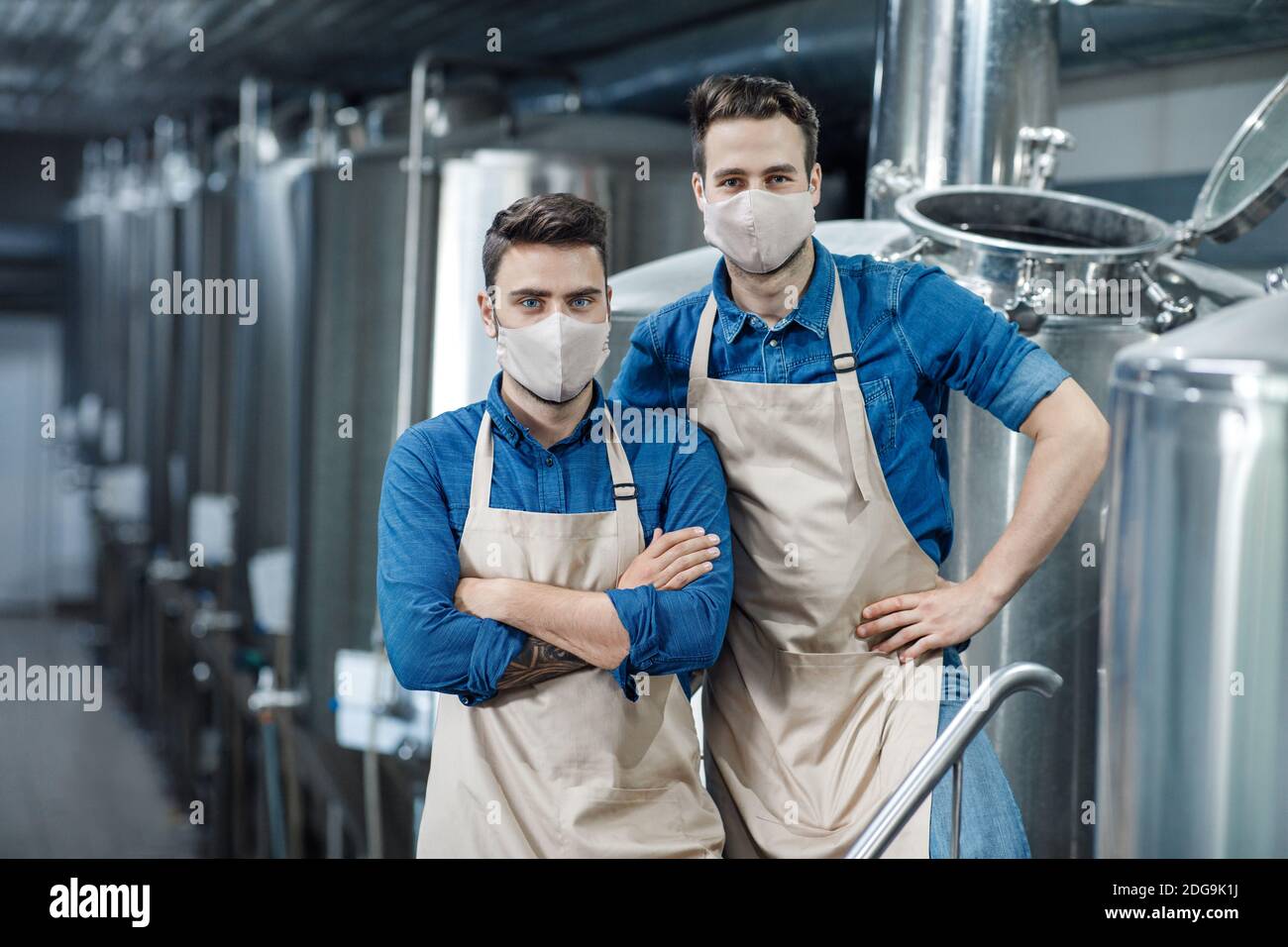 Industrial production, craft beer and brewery workers Stock Photo