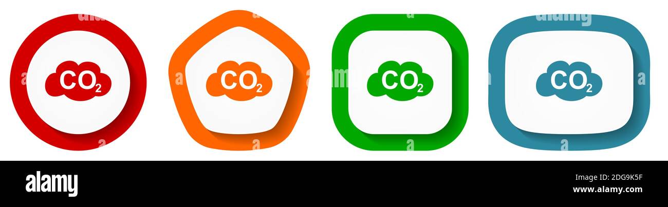 Carbon dioxide vector icon set, flat design vector illustration in 4 ...