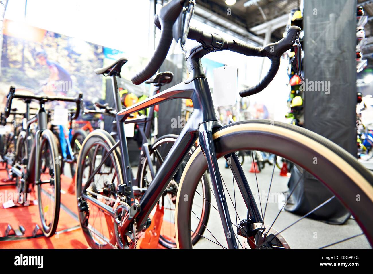 Racing bicycle, road bike in store Stock Photo