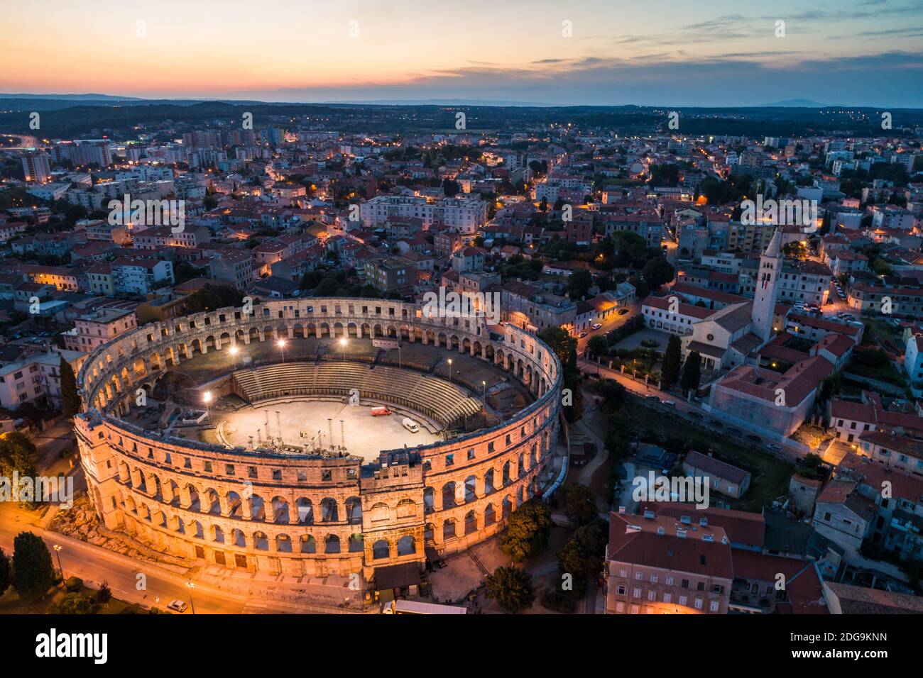 Aerial photo of Pula Arena Stock Photo