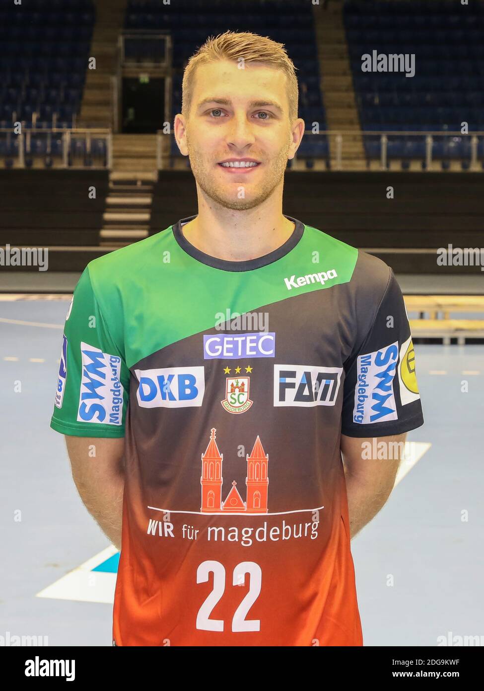 German handball player Lukas Mertens SC Magdeburg DHB HBL DKB Handball Bundesliga season 2018-19 Stock Photo