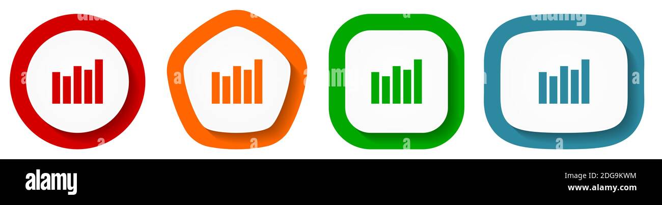 Graph, diagram vector icon set, flat design vector illustration in 4 ...