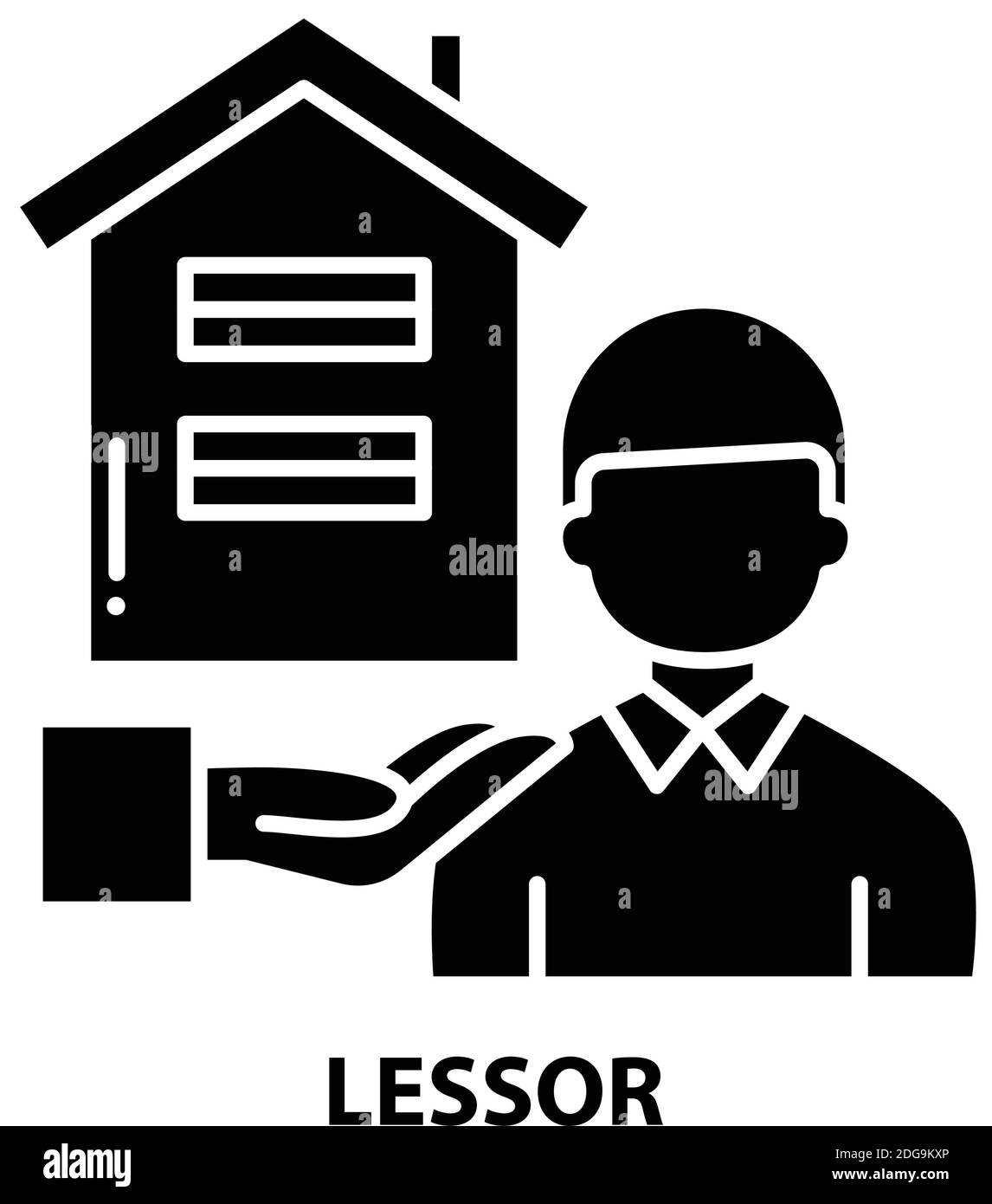 lessor icon, black vector sign with editable strokes, concept illustration Stock Vector