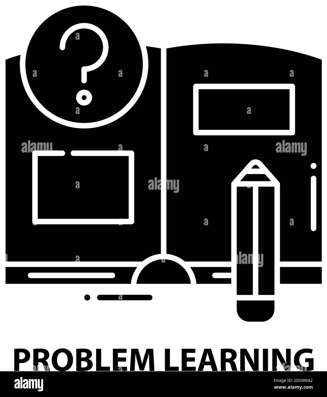 problem learning icon, black vector sign with editable strokes, concept illustration Stock Vector