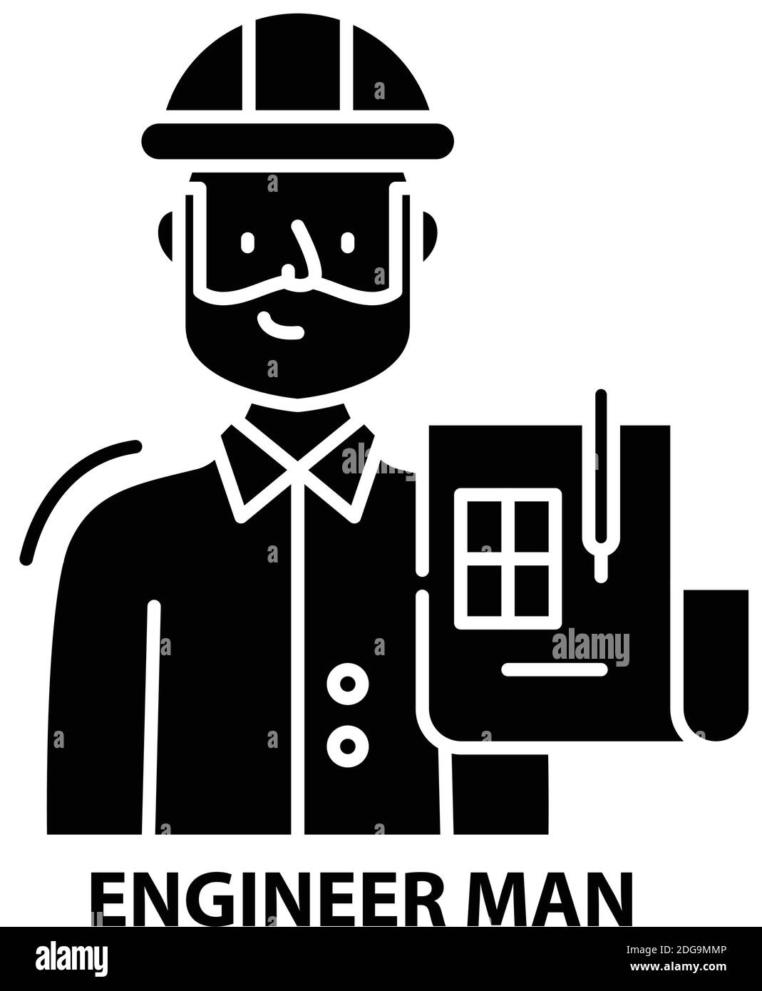 engineer man icon, black vector sign with editable strokes, concept ...