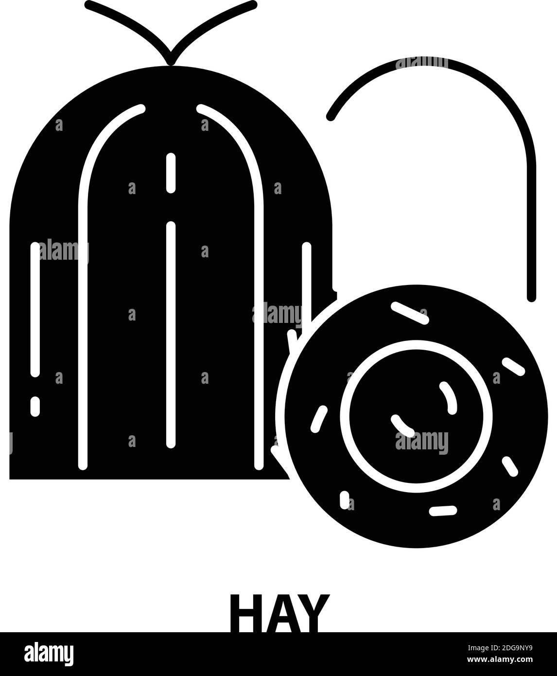 hay icon, black vector sign with editable strokes, concept illustration Stock Vector
