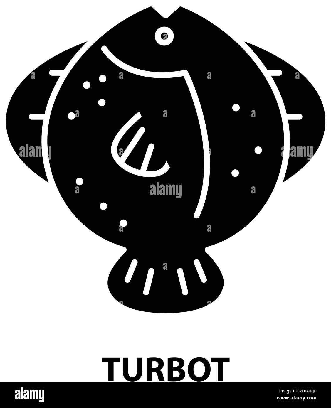 turbot icon, black vector sign with editable strokes, concept illustration Stock Vector