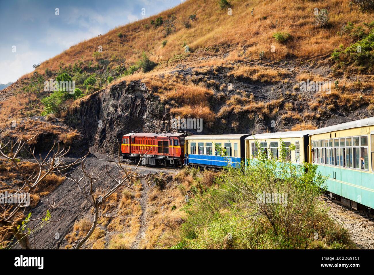 India, North-West India , The Kalka–Shimla Railway, The Himalay Queen toy train Stock Photo