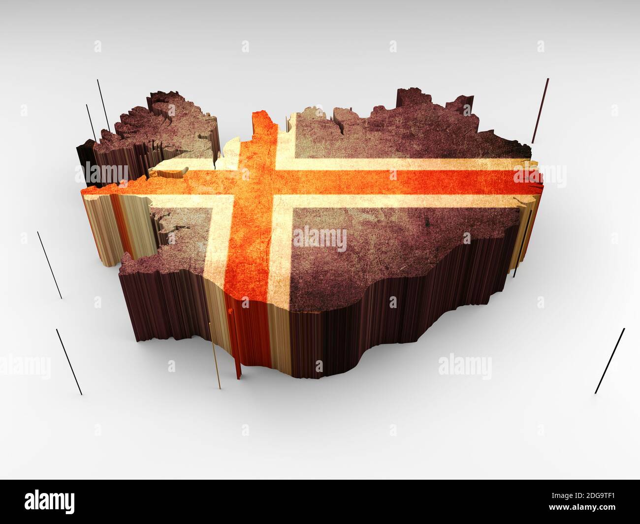 3d Iceland map textured with an Icelandic flag Stock Photo