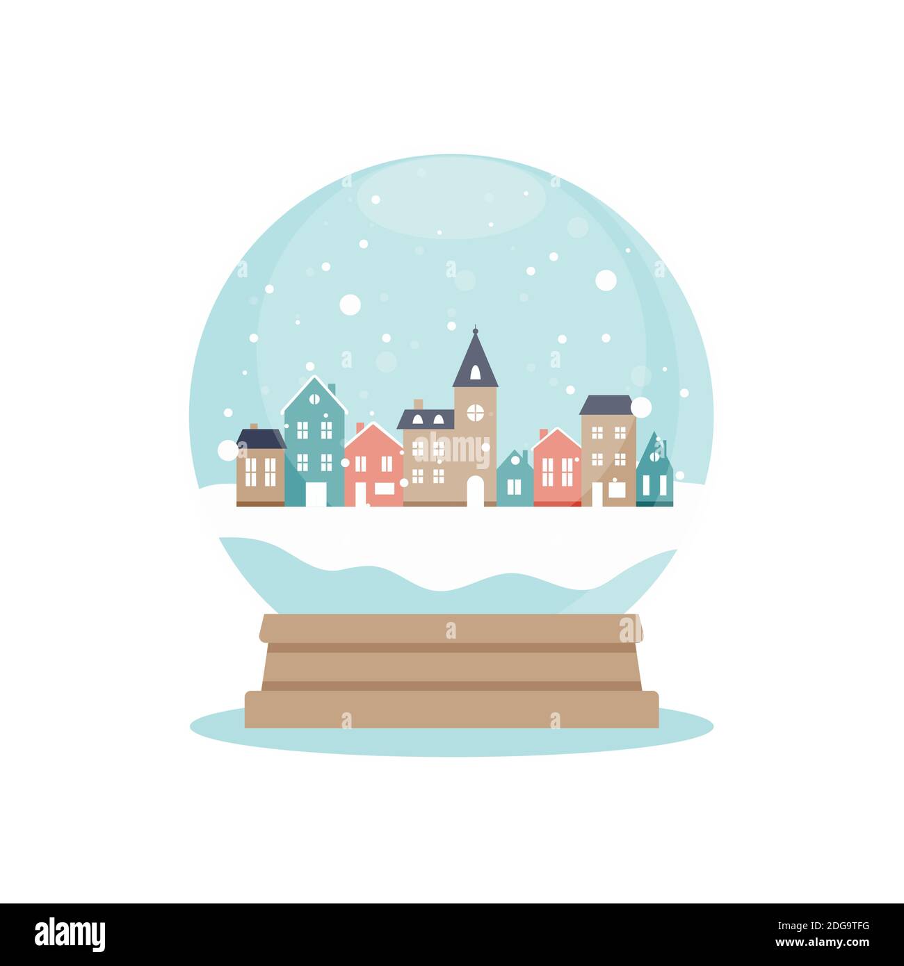 Snow globe with houses inside, vector illustration in flat style Stock ...