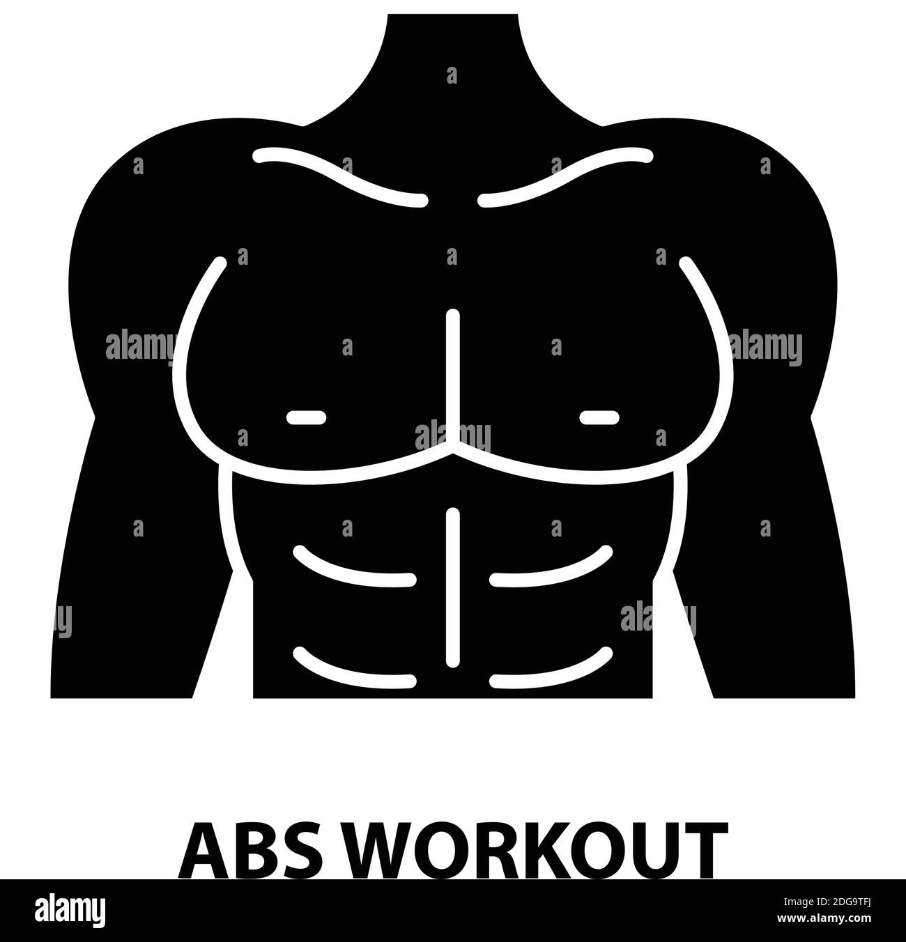 abs workout icon, black vector sign with editable strokes, concept illustration Stock Vector