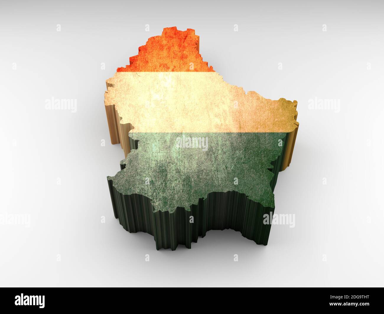 Luxembourg 3d map textured with a Luxembourgish flag Stock Photo