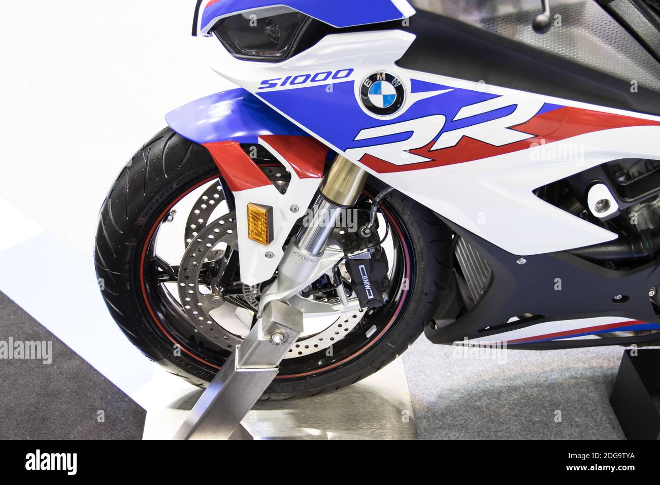 Nonthaburi Thailand:- DEC 2, 2020: Motorcycle front BMW with Logo