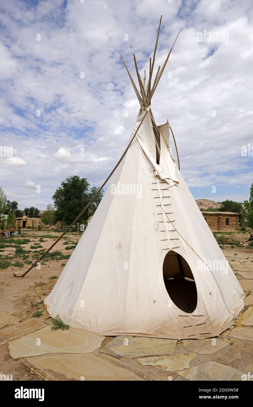 Nachbildung eines Zeltes der Ute Indianer, Bluff, Utah, USA Stock Photo