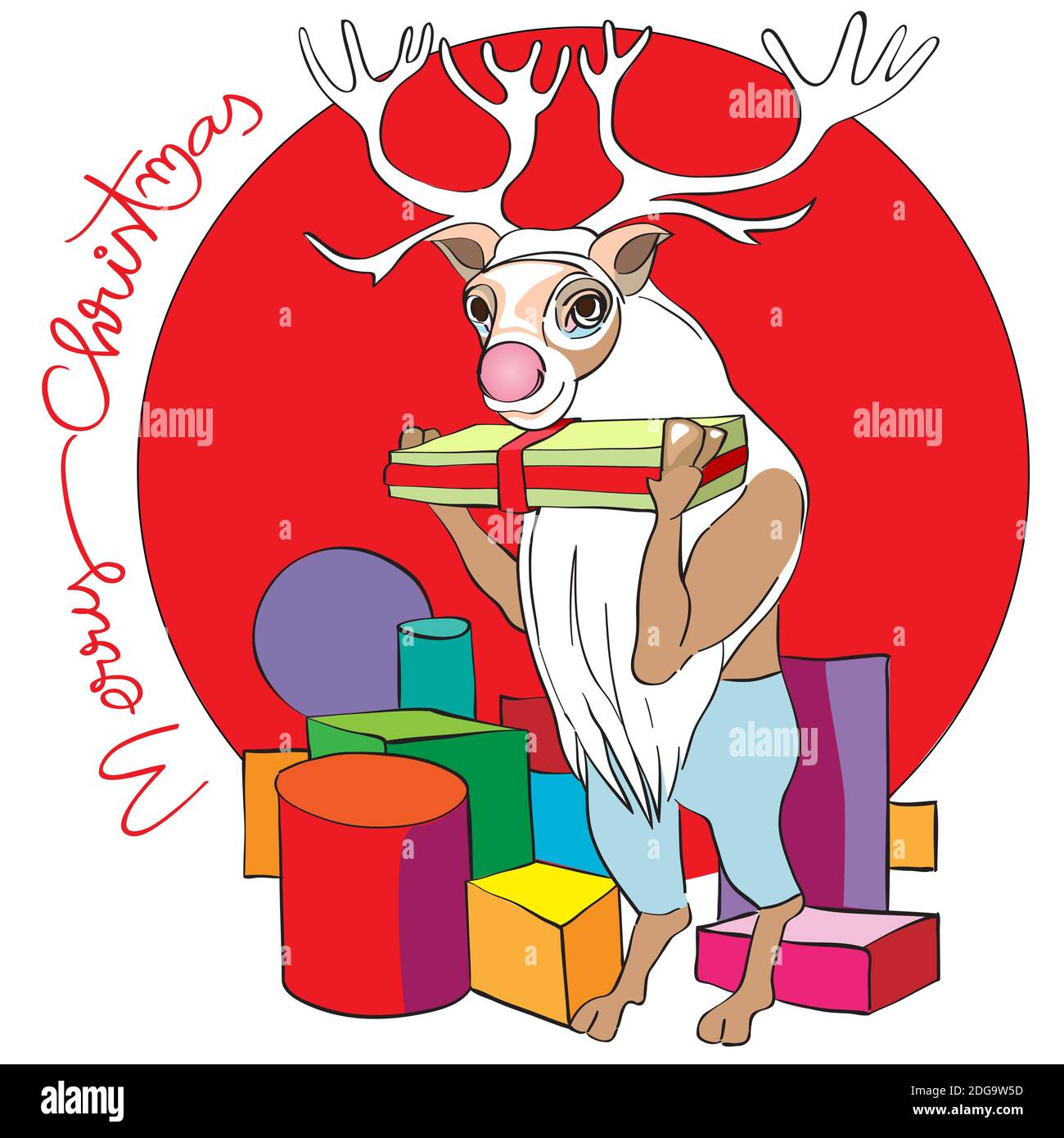 Reindeer with presents Stock Photo