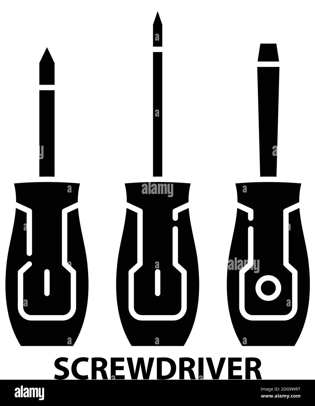 screwdriver symbol icon, black vector sign with editable strokes