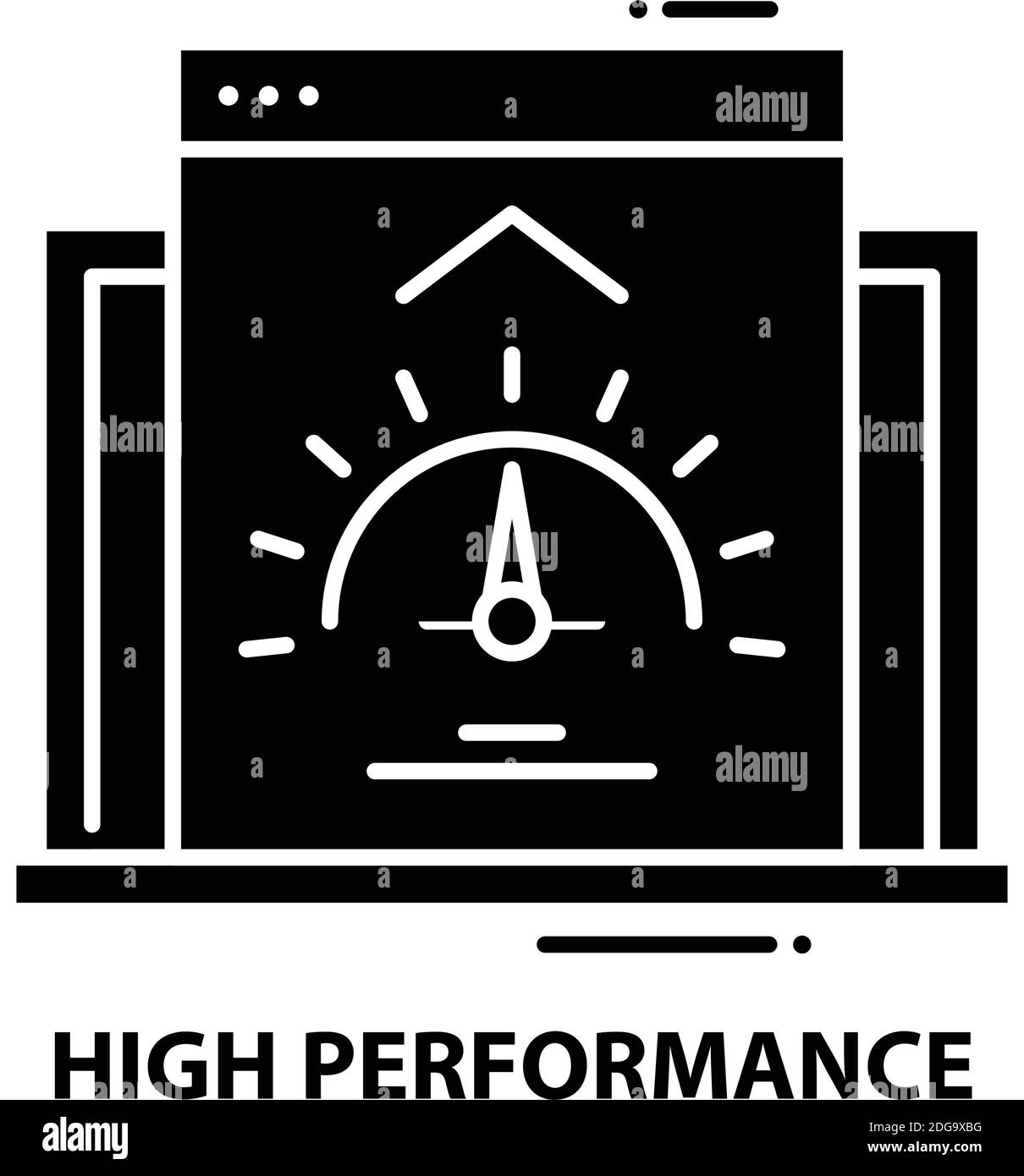 high performance icon, black vector sign with editable strokes, concept