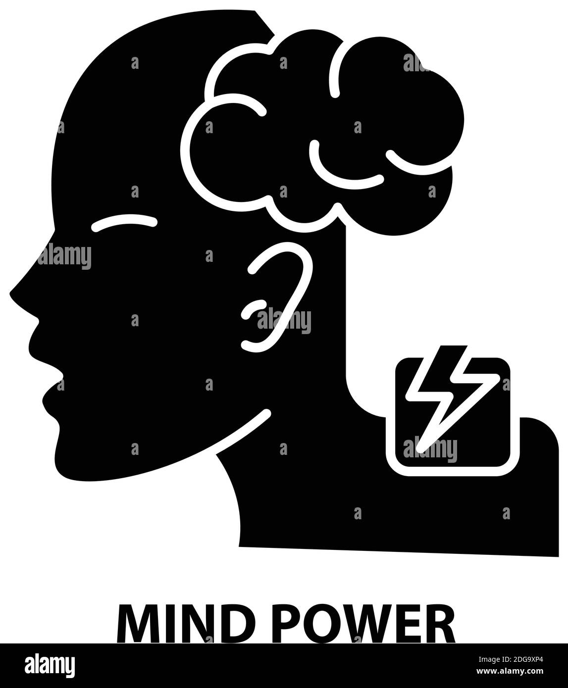mind power icon, black vector sign with editable strokes, concept illustration Stock Vector