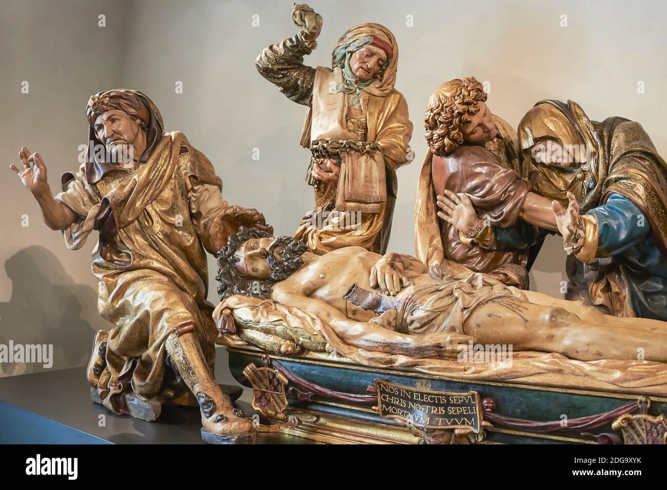 The Holy Burial of the 16th century sculptor Juan de Juni in the Polychrome Sculpture Museum Colegio de San Gregorio in the city of Valladolid, Spain Stock Photo