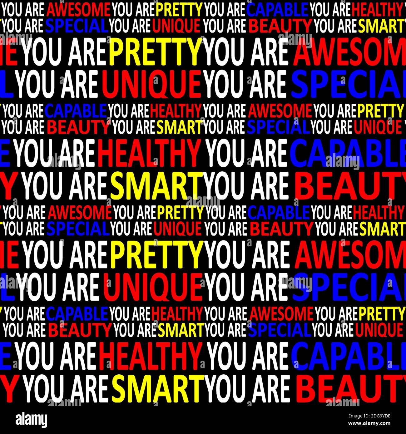 Positive Adjectives Typographic Seamless Pattern Design Stock Photo Alamy