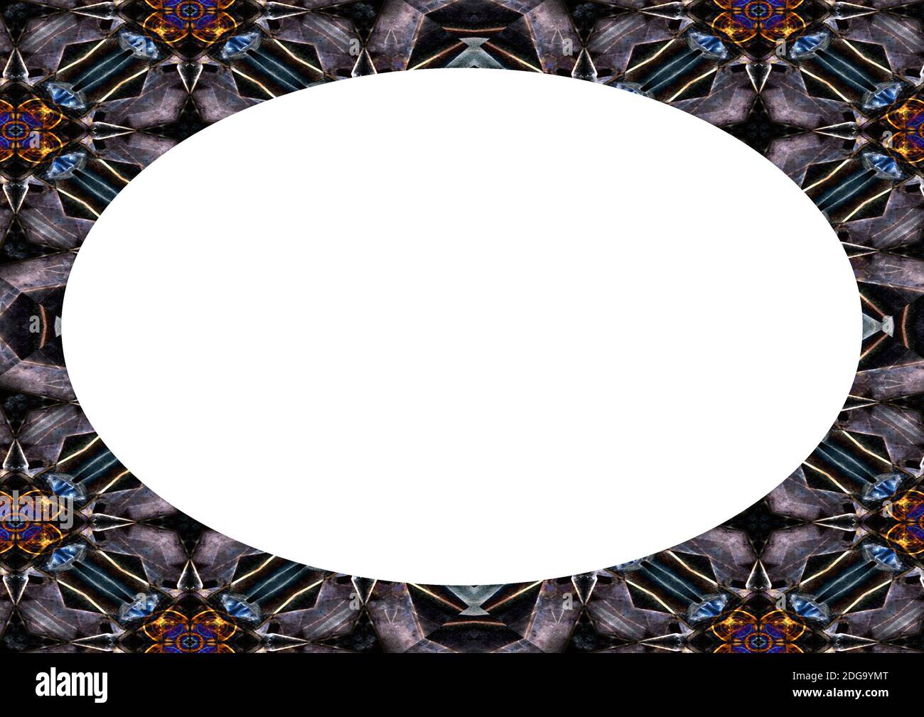 White Landscape Frame with Ornate Decorated Rounded Borders Stock Photo