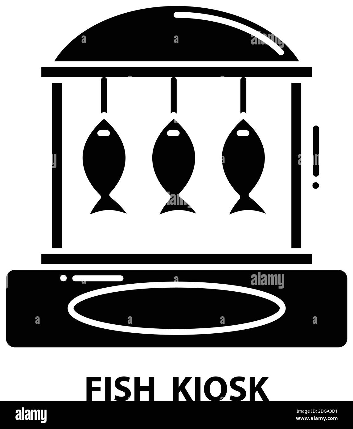fish kiosk icon, black vector sign with editable strokes, concept illustration Stock Vector