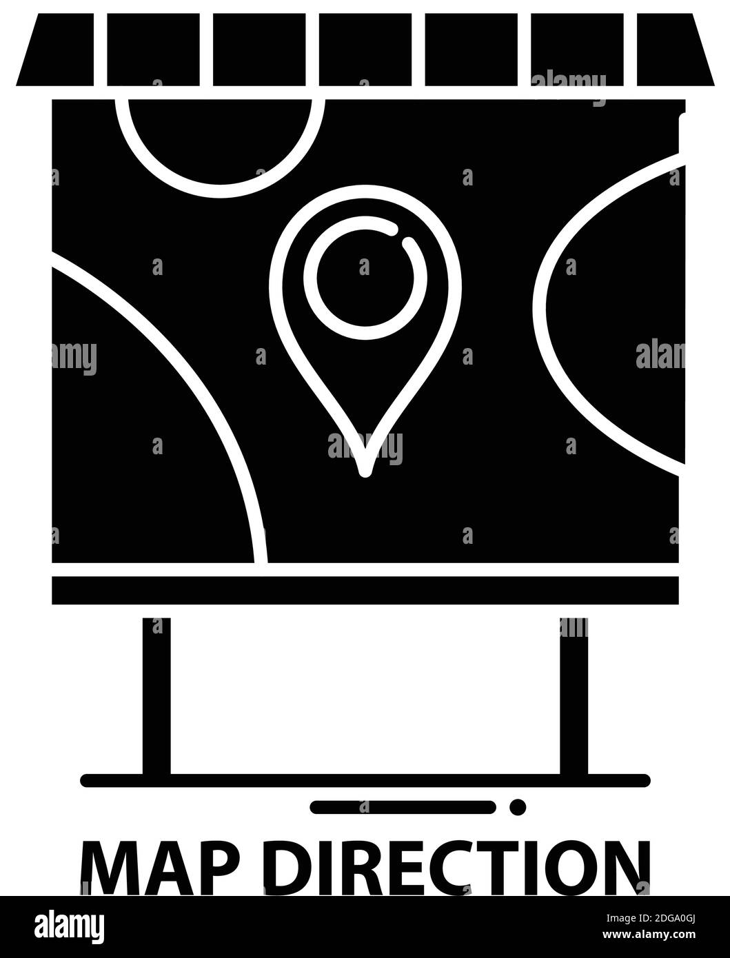 map direction icon, black vector sign with editable strokes, concept ...