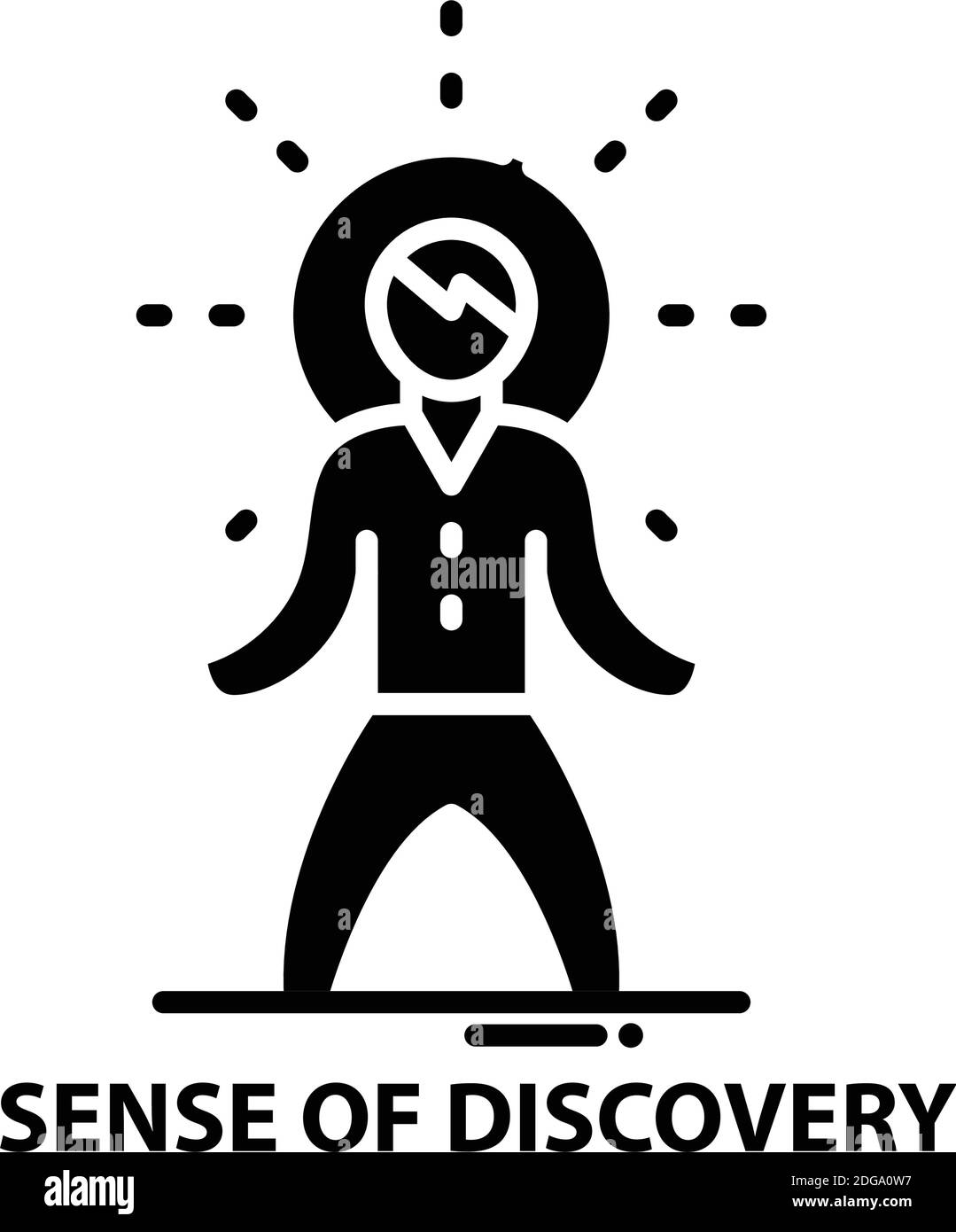 sense of discovery icon, black vector sign with editable strokes ...