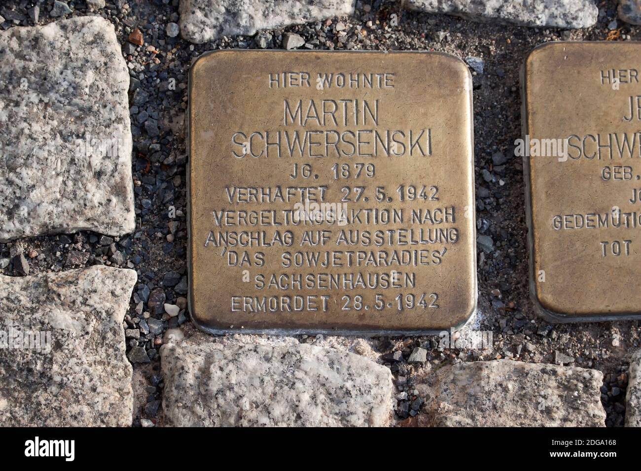 Stumbling stones in Berlin, Germany Stock Photo