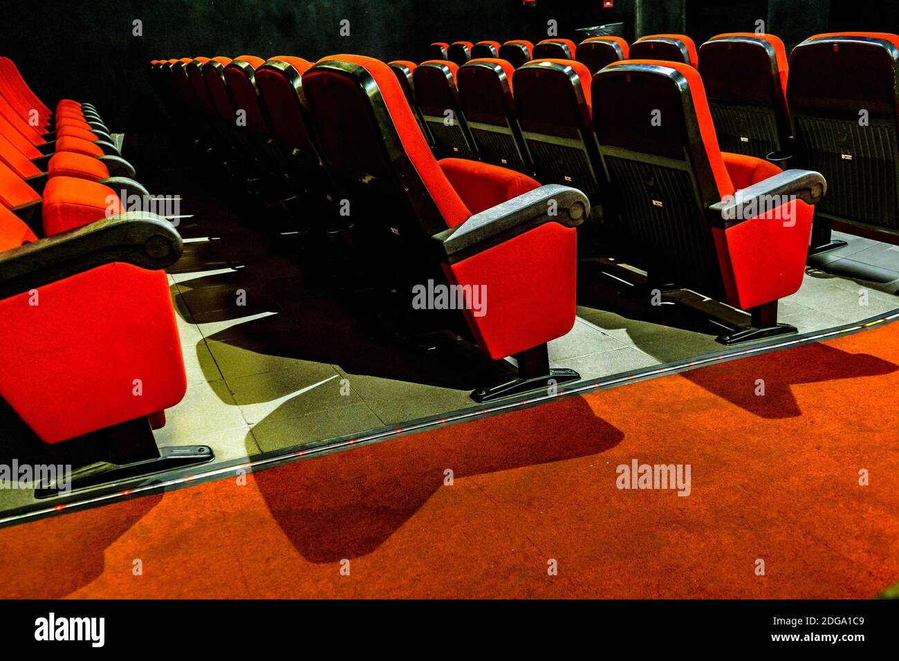 Empty Cinema Interior View Stock Photo