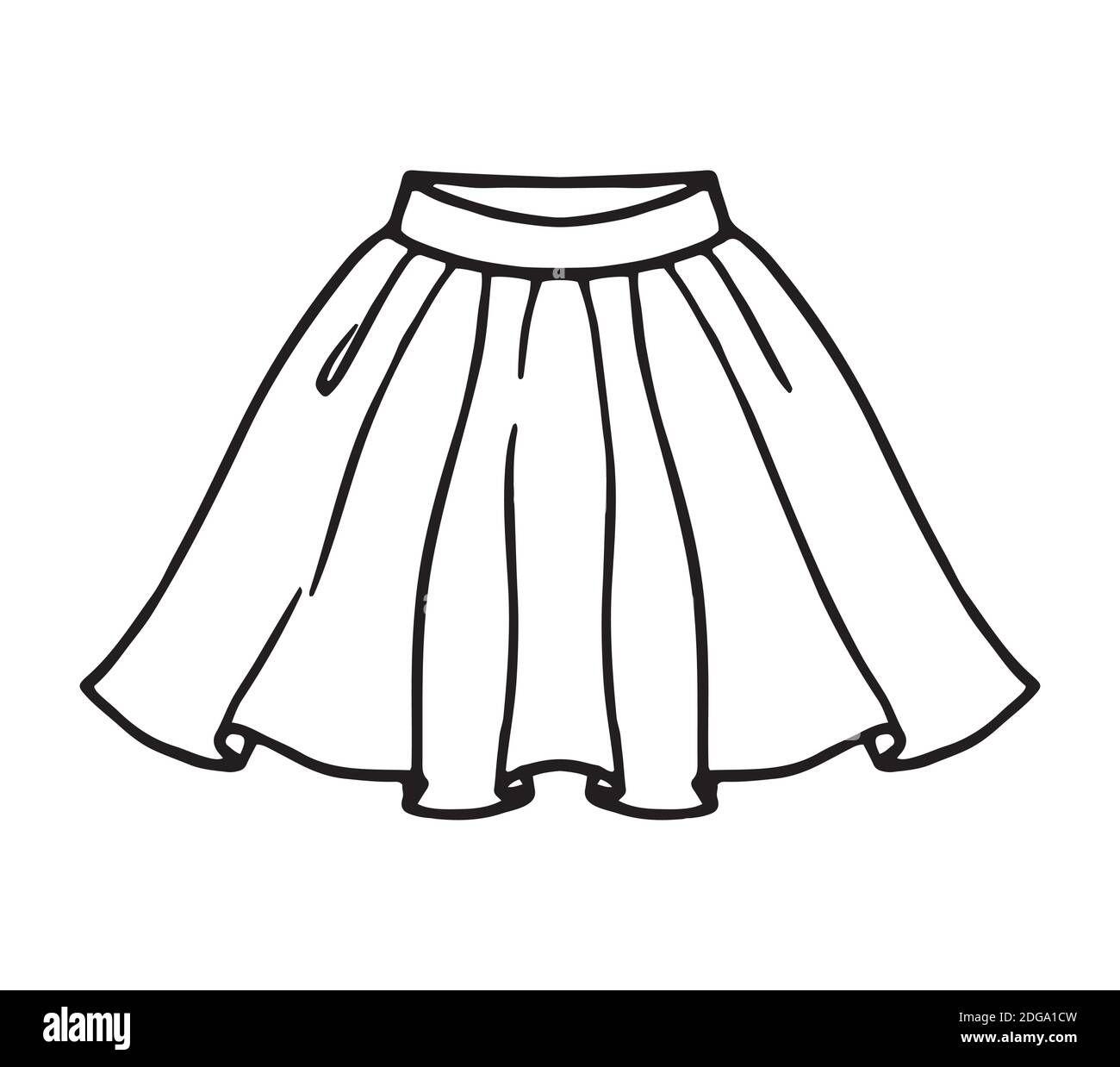 Hand drawn women skirt doodle isolated on white background Stock Vector