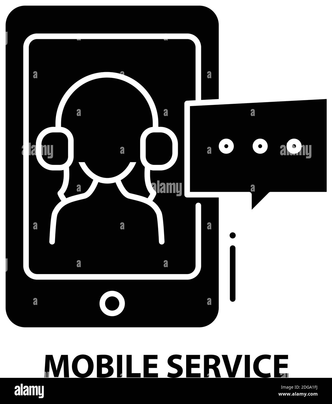 mobile service icon, black vector sign with editable strokes, concept