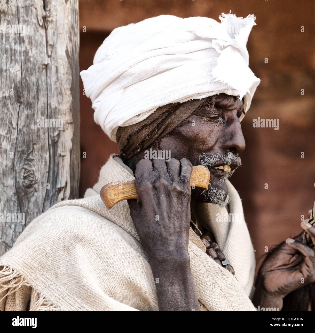 In the celebration of lalibela africa   old priest Stock Photo