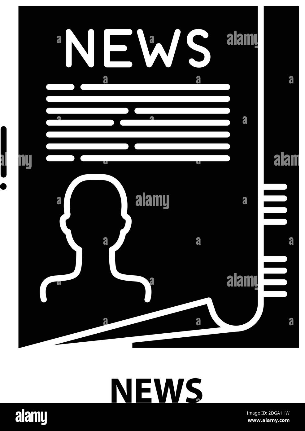 news icon, black vector sign with editable strokes, concept