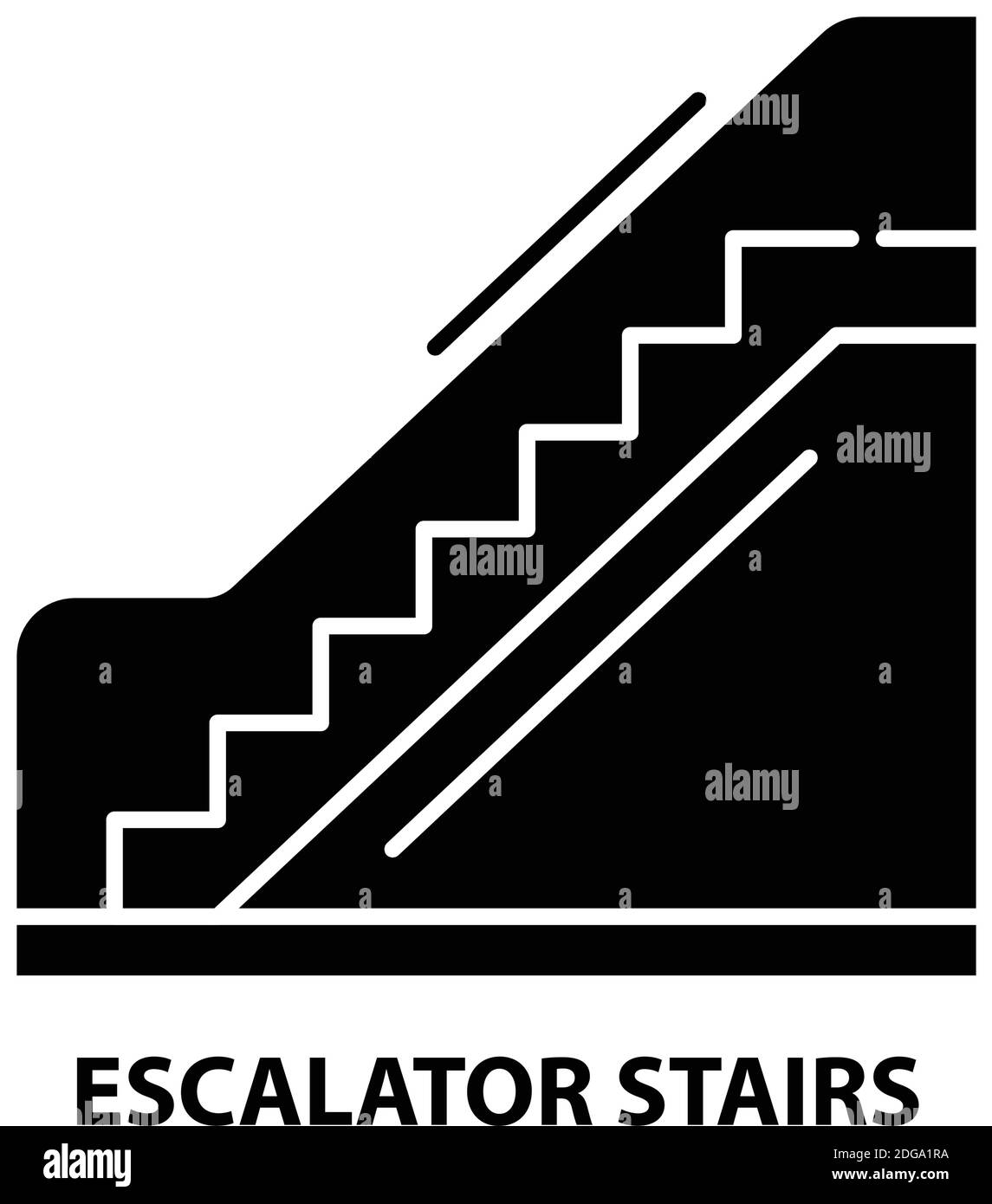 escalator stairs icon, black vector sign with editable strokes, concept illustration Stock Vector